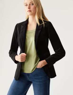 Velvet Slim Single Breasted Blazer | M&S Collection | M&S | Marks & Spencer (UK)