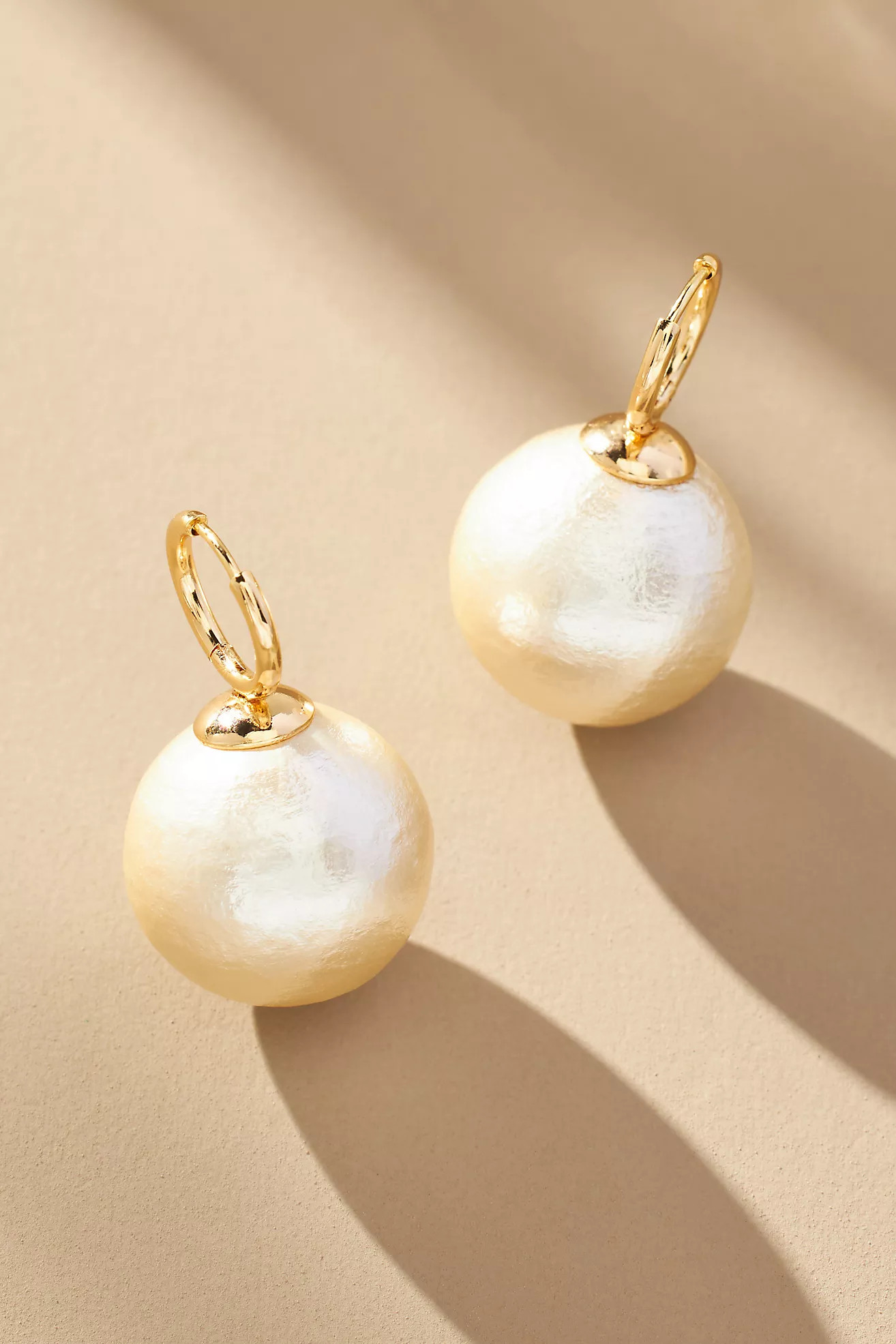 Oversized Pearl Huggie Earrings | Anthropologie (US)