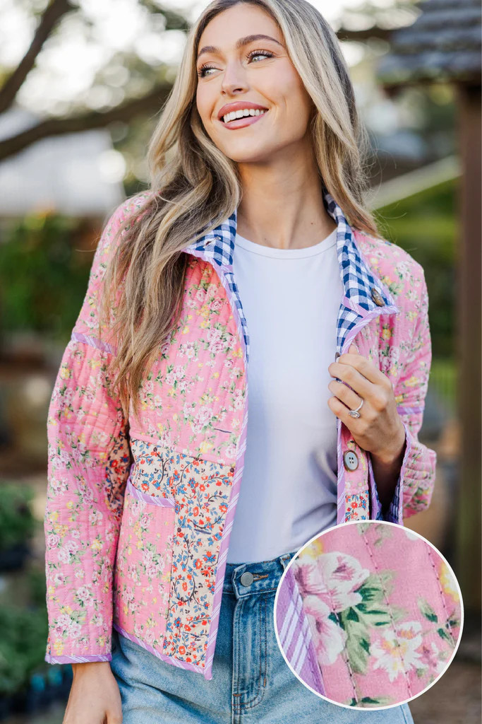Live In It Pink Reversible Mixed Print Jacket | The Mint Julep Boutique