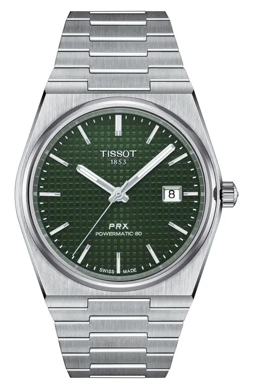 Tissot PRX Auto Powermatic 80 Bracelet Watch, 40mm in Green at Nordstrom | Nordstrom