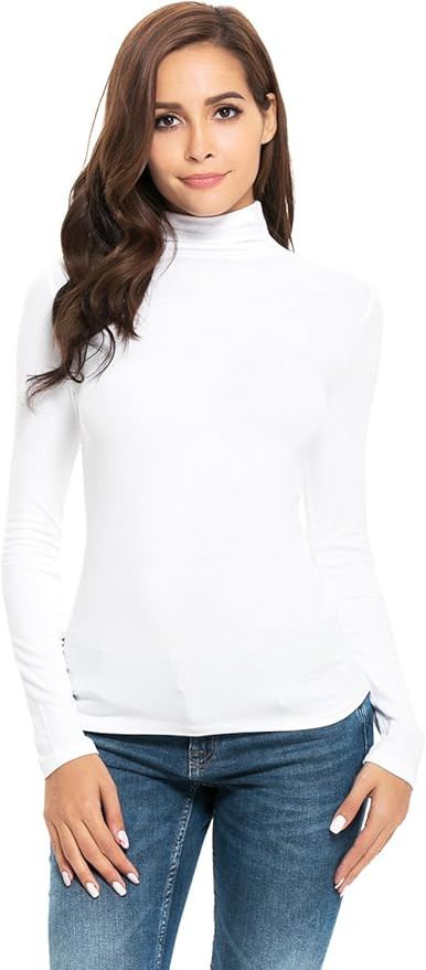 Womens Long Sleeve Mock Turtleneck Stretch Fitted Underscrubs Layer Tee Tops | Amazon (US)