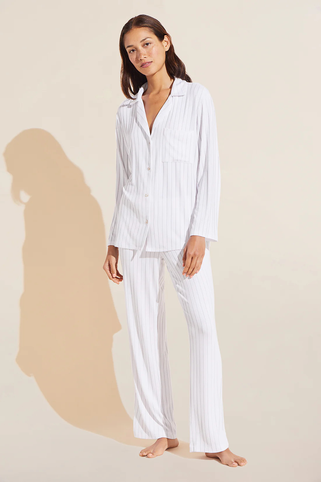 Gisele TENCEL™ Modal Rib Long PJ Set - White | Eberjey
