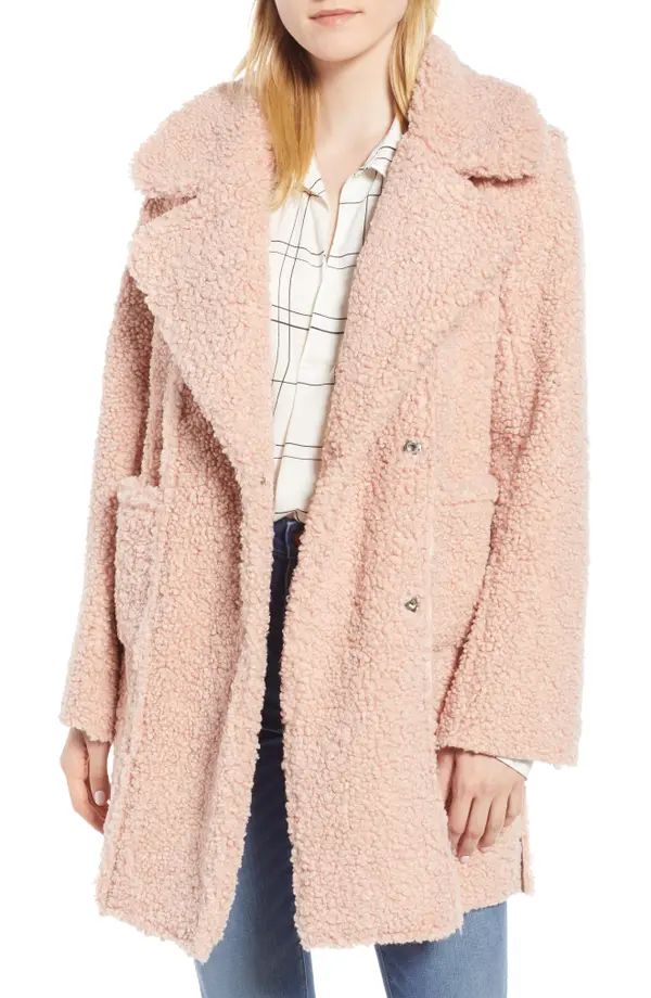 Notch Collar Curly Faux Shearling Coat | Nordstrom