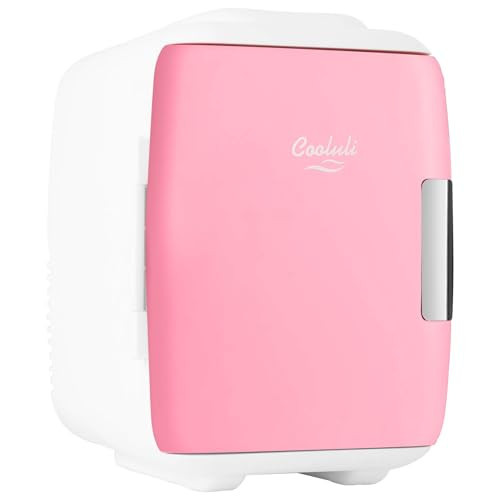 Cooluli Mini Fridge for Bedroom - Car, Office Desk & Dorm Room - Portable 4L/6 Can Electric Plug In Cooler & Warmer for Food, Drinks, Skincare Beauty & Makeup - 12v AC/DC & Exclusive USB Option, Pink | Amazon (US)
