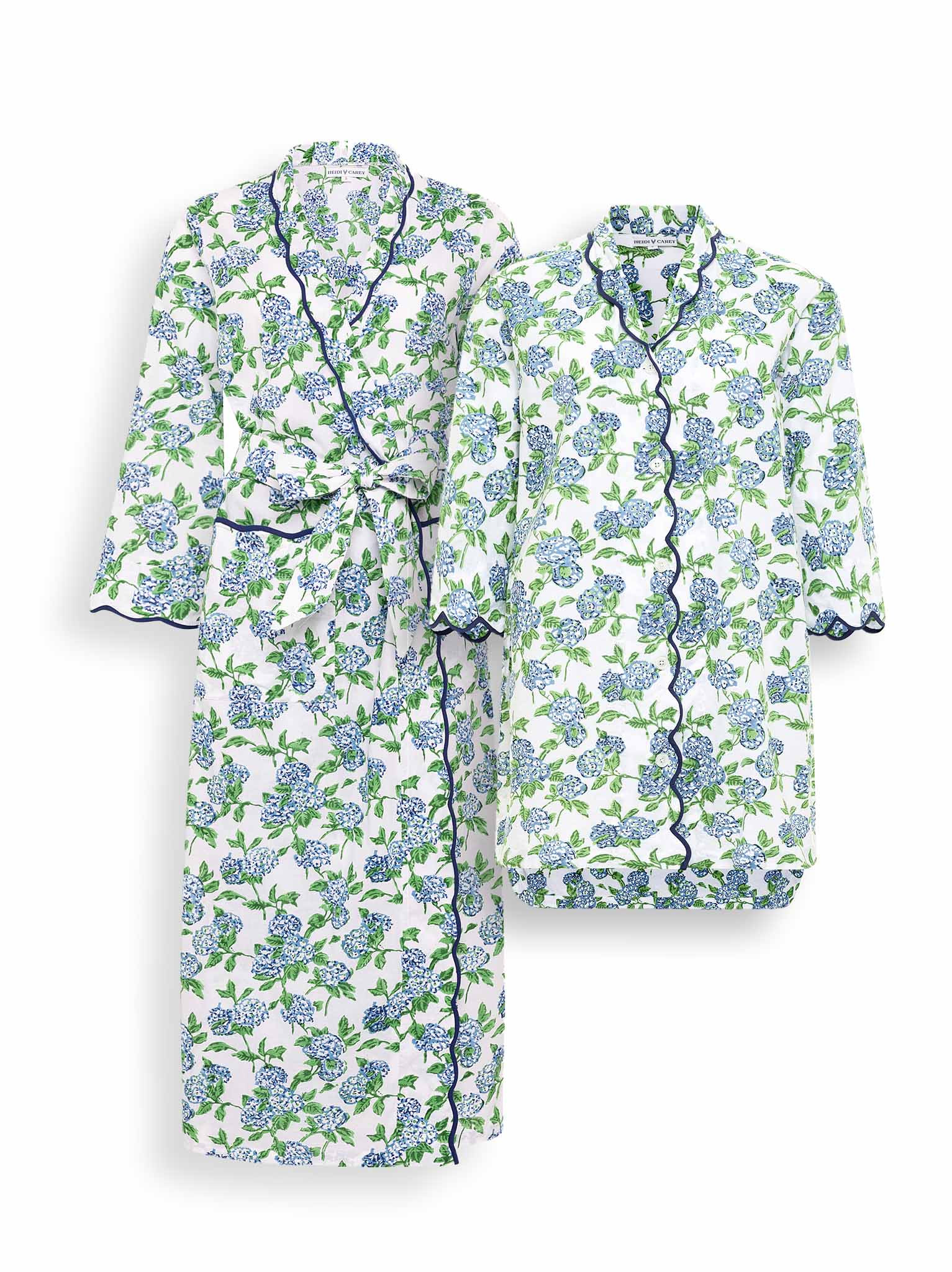 Hydrangea Bundle: Classic Robe + Nightshirt LARGE / SMALL | Heidi Carey