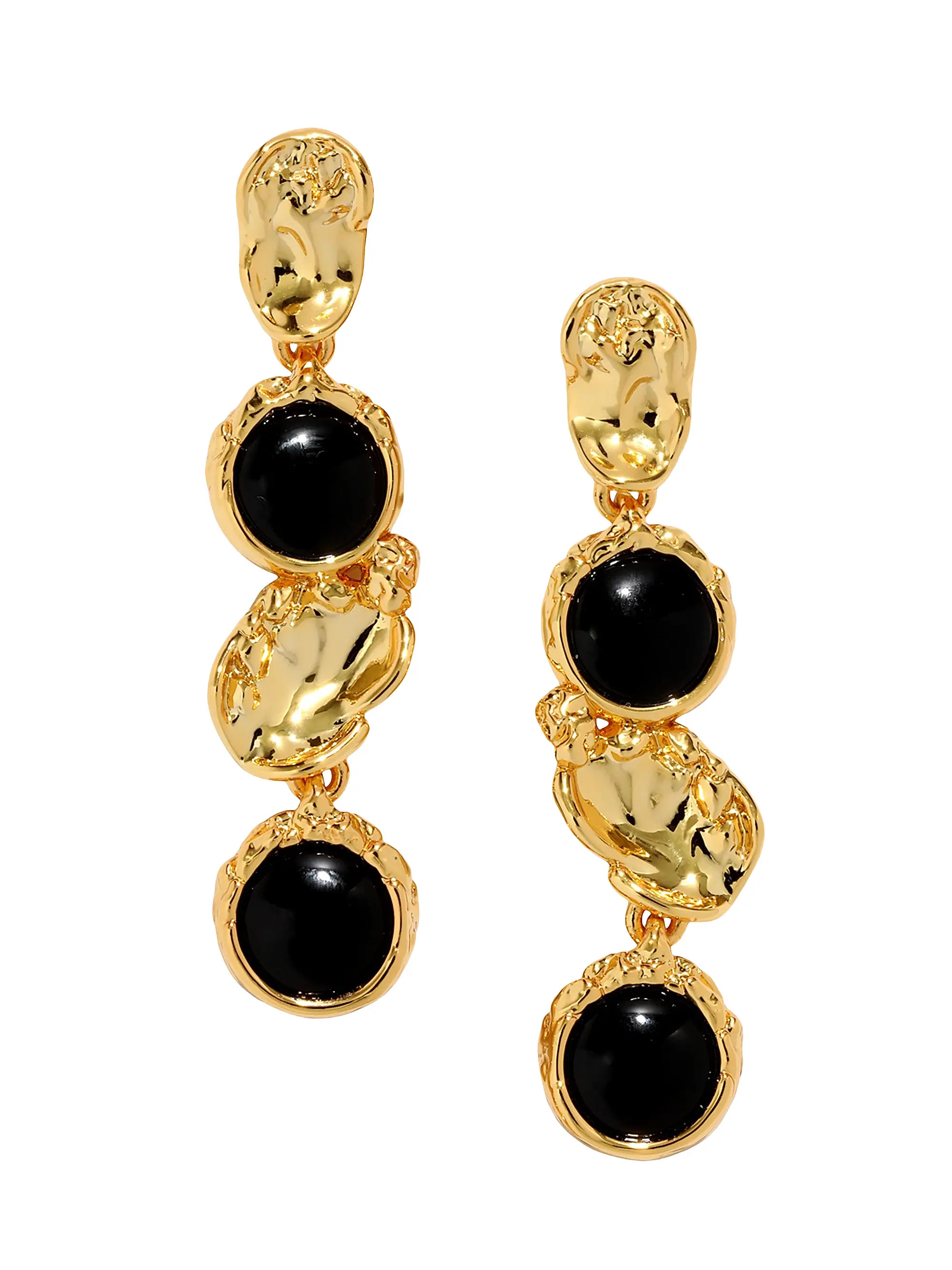 Alexis Bittar Brut Coin 14K-Gold-Plated & Onyx Linear Drop Earrings | Saks Fifth Avenue | Saks Fifth Avenue
