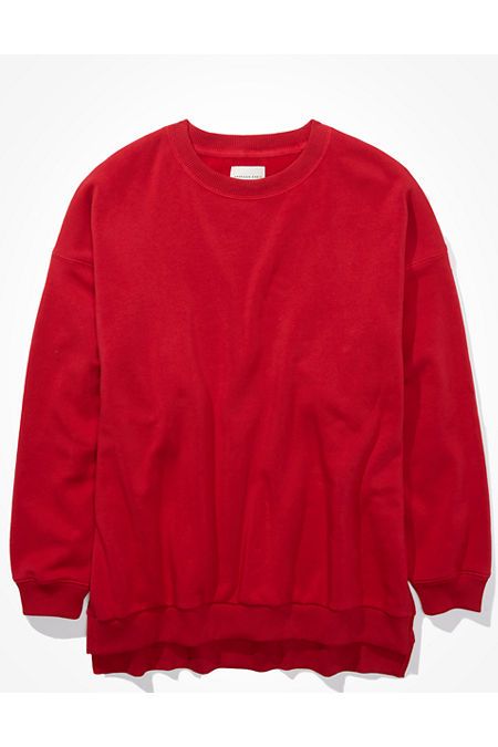 AE Forever Crew Neck Sweatshirt Women's Red S | American Eagle Outfitters (US & CA)
