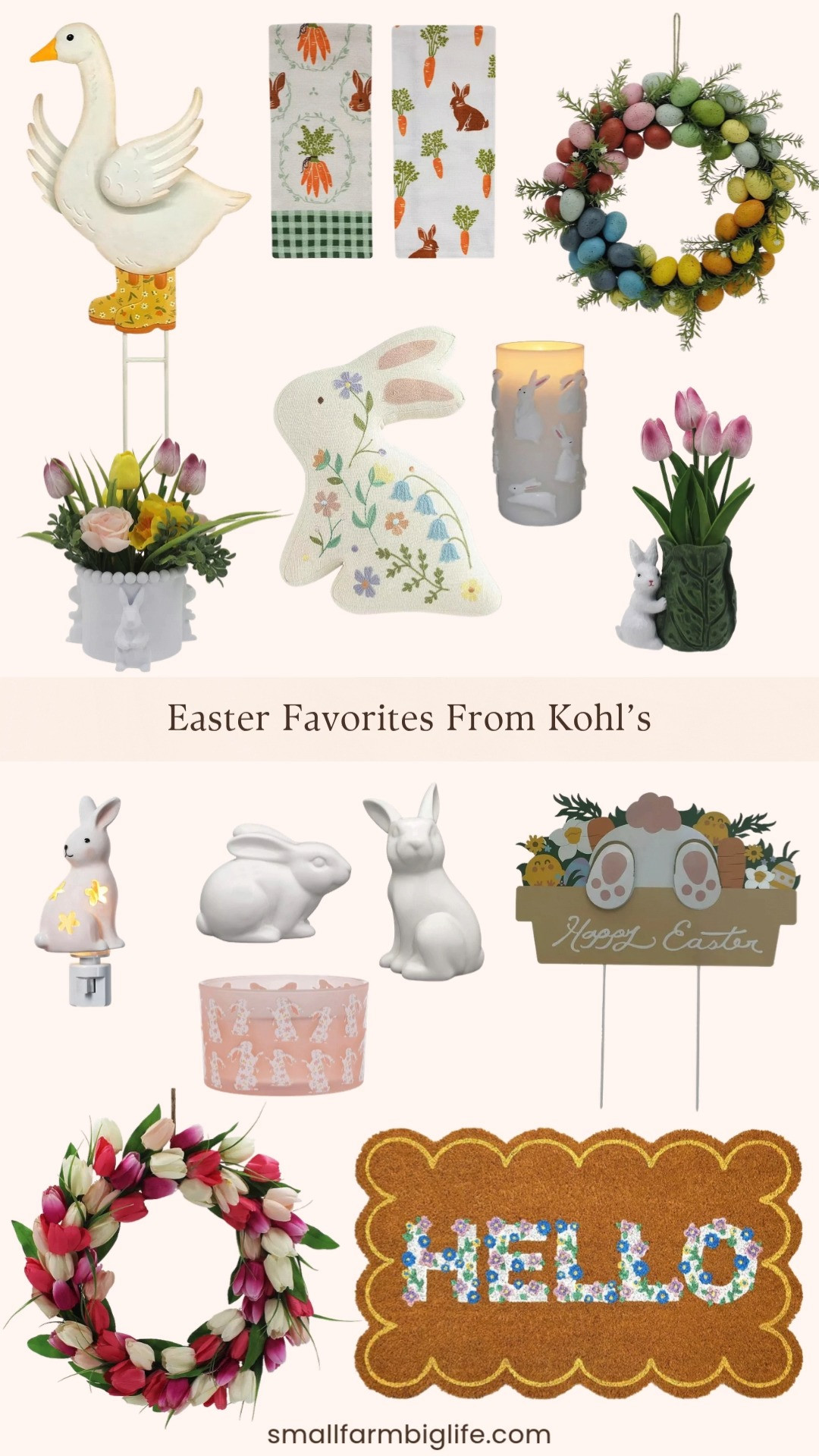 Easter is right around the corner and Kohl's is making it so easy to get your home ready for the holiday 🐣🌷 I rounded up the cutest Easter and spring decor finds: ceramic standing rabbits, an embossed bunny LED pillar candle, a floral bunny candle, a bunny night light, a bunny sitabout, a bunny shaped throw pillow, the most adorable cabbage and bunny vase with tulips, a beautiful mixed pink tulip wreath, an Easter egg wreath, a spring coir doormat, carrot kitchen towels, and the sweetest garden stakes including one with spinning wings. Every single piece is so charming and the prices are so good. Your home is going to look so festive and spring ready! Everything is linked! 🛒🐰 

 #LTKSeasonal #LTKHome #LTKSaleAlert