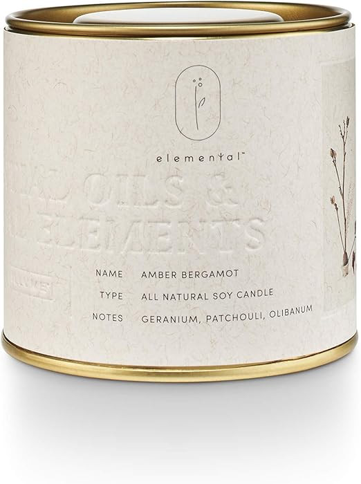 Illume Elemental Collection, Amber Bergamot Natural Tin, 8.5oz Candle, White | Amazon (US)