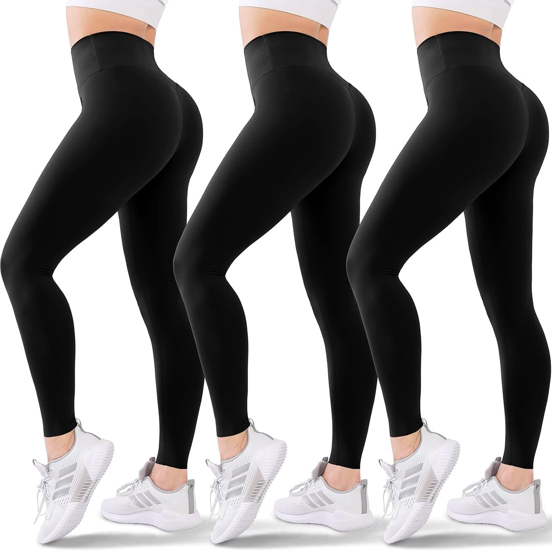 Blisset 3 Pack High Waisted Leggings for Women-Soft Athletic Tummy Control Pants for Running Yoga... | Amazon (US)