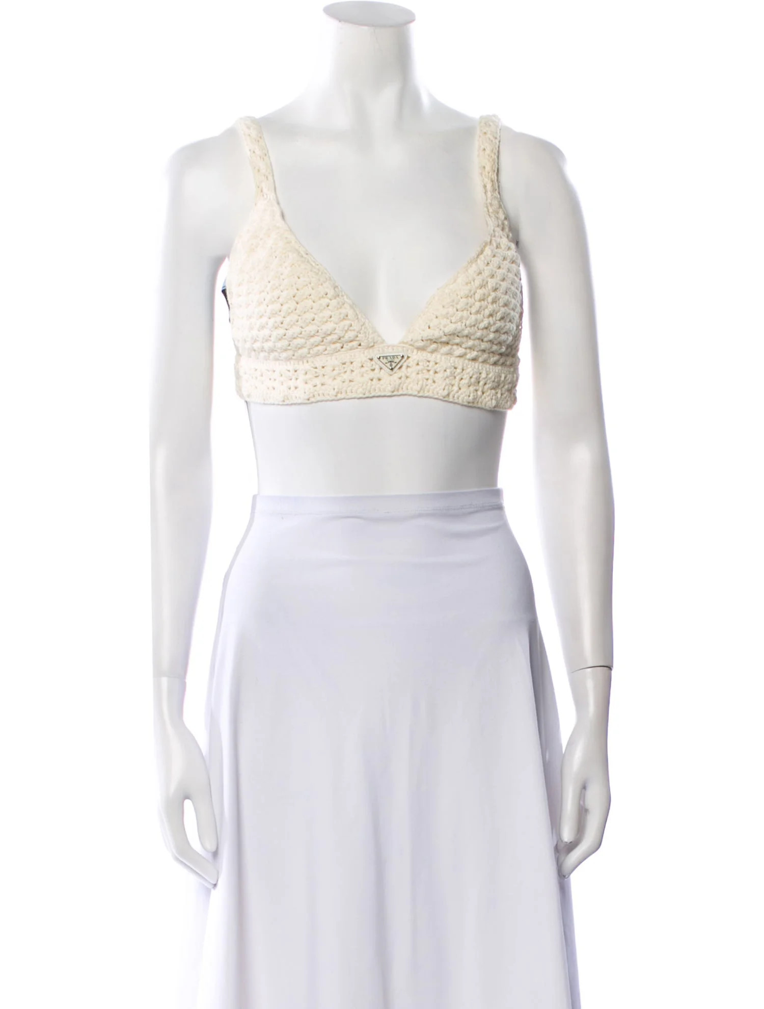 Prada 2022 Crochet Crop Top - Neutrals Tops, Clothing - PRA1137339 | The RealReal | The RealReal