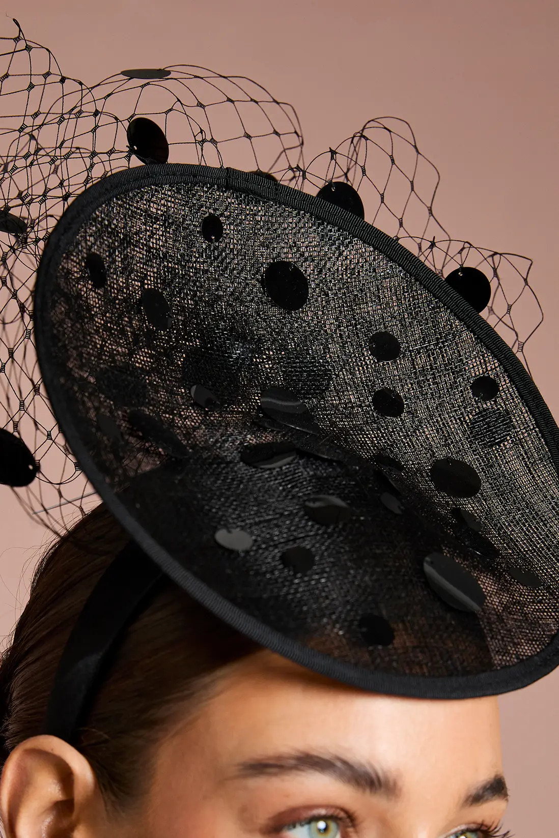 Black Coast Lisa Tan Front Facing Disc Fascinator With Veiling | Debenhams | Debenhams UK