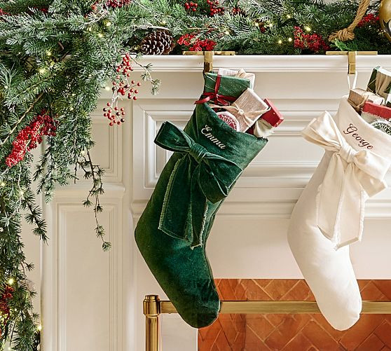 Classic Velvet Bow Stockings | Pottery Barn (US)