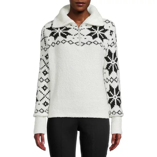 Time and Tru Women's Quarter Zip Sweater - Walmart.com | Walmart (US)