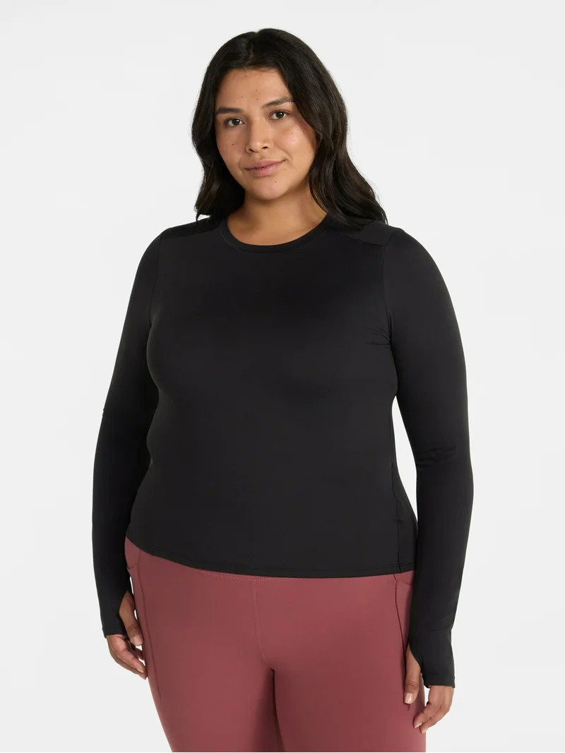 Avia Women's and Women’s Plus SoftSculpt Tee with Long Sleeves, Sizes XS-4X | Walmart (US)