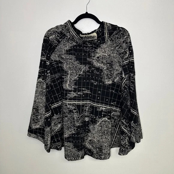 Effie’s Heart World Map Poncho Black and white size Medium | Poshmark