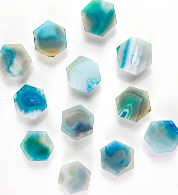 Teal Agate Hexagon Crystal Phone Stand | Etsy (US)