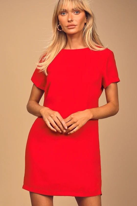 Shift and Shout Red Shift Dress | Lulus (US)
