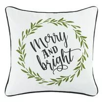 Holiday Time Merry and Bright Decorative Throw Pillow, 16" x 16", White | Walmart (US)