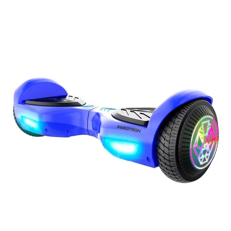 Swagtron EVO V2 Hoverboard, 185 Lb Weight Limit, Blue Light-Up Wheels, Balance Assist, 6 Mph, LiF... | Walmart (US)