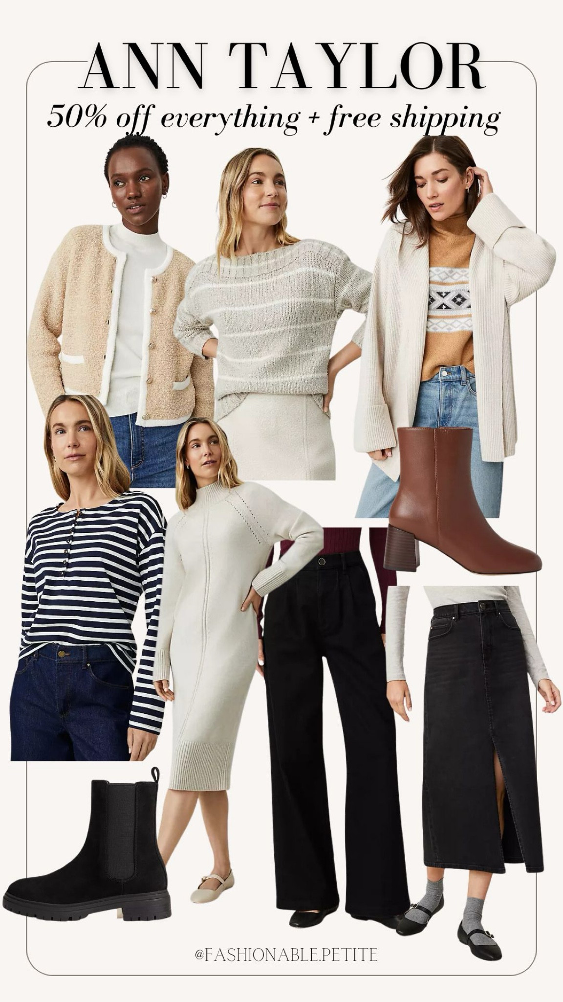 Ann Taylor 50% off sale + free shipping! Lots of fall outfits and winter coats. I love the fuzzy sweater jacket! 
Fall outfit. Winter outfit. Boots. Jeans. Sweaters. Cardigan sweaters. 

#LTKSaleAlert