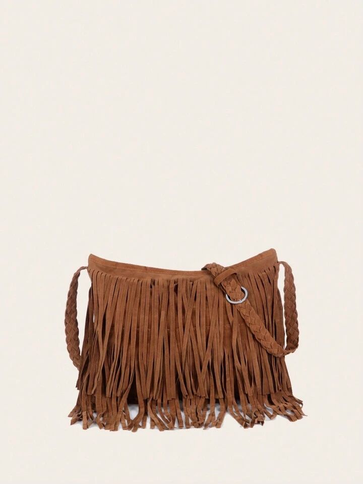 Tassel Decorated Vacation Style Large Capacity Crossbody Bag | SHEIN