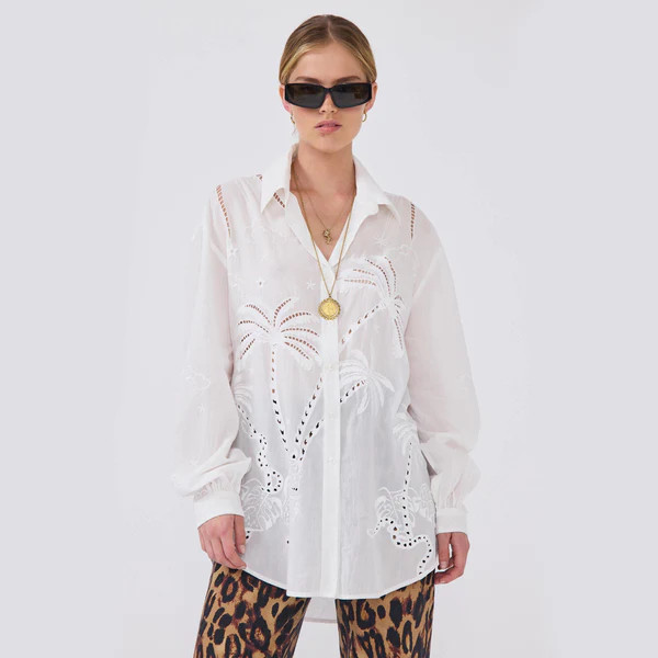 Eden Palm Shirt White | Hayley Menzies UK