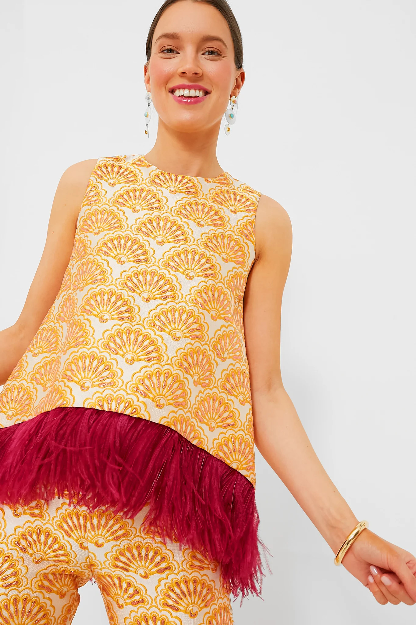 Jacquard Fans La Scala Top with Feathers | Tuckernuck (US)