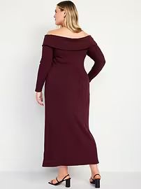 Off-Shoulder Rib-Knit Maxi Dress for Women | Old Navy (US)