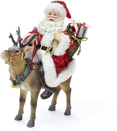 Kurt S. Adler Kurt Adler 11.5-Inch Fabriché Reindeer Santa, Multi | Amazon (US)