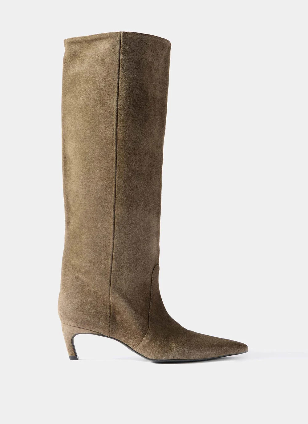 Piper Khaki Suede Long  Boots | Mint Velvet