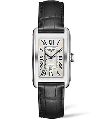 Longines Unisex Dolcevita Automatic Black Leather Strap Watch - Black | Dillard's