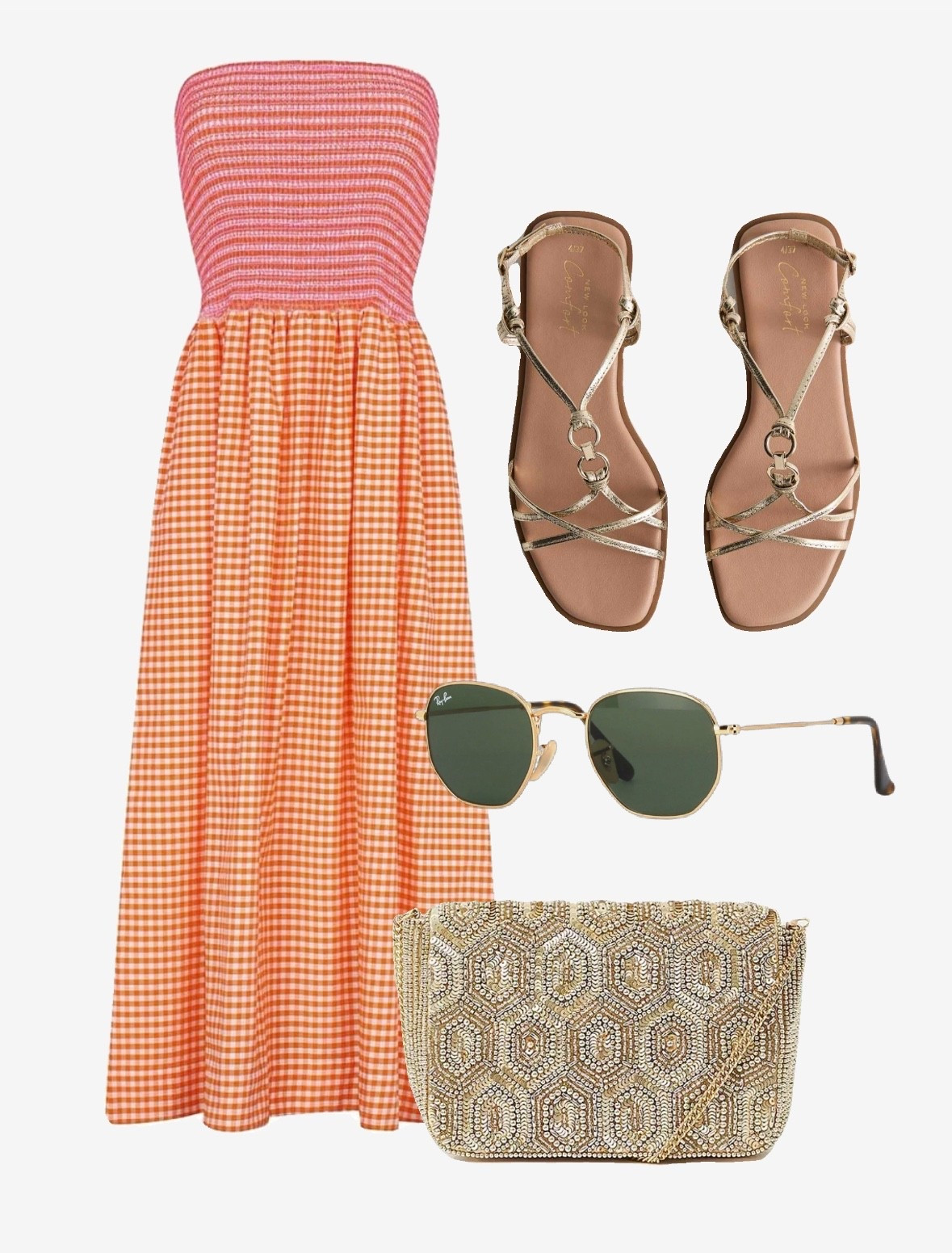 Inspired by Lucy Meck 🧡 how gorg is this orange gingham midi dress! 

#summer #sun #sunglasses #sandals 