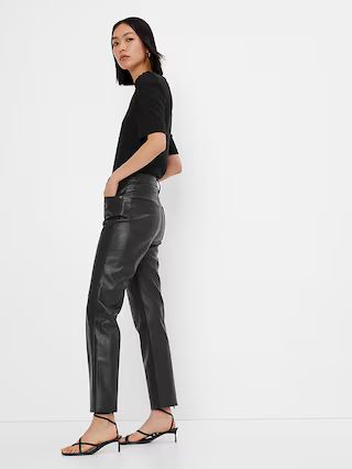 Sky High Rise Faux-Leather Cheeky Straight Pants | Gap (US)
