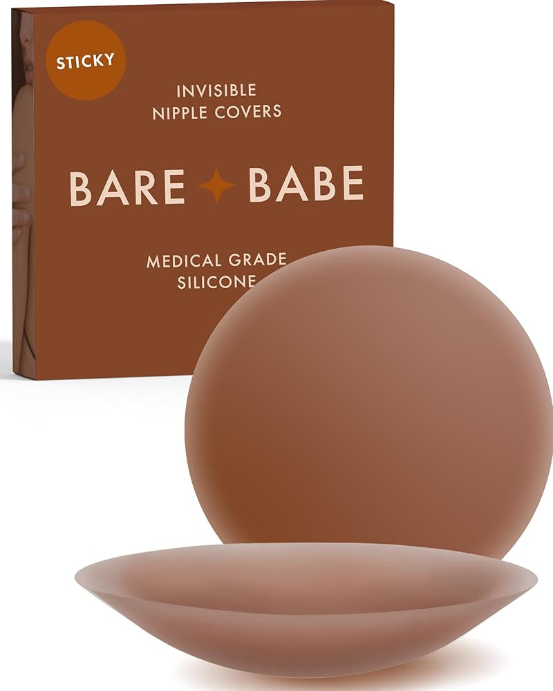 Bare Babe Reusable Silicone Nipple Covers - Waterproof, Nude, 4 Shades - Sticky Breast Stickers f... | Amazon (US)