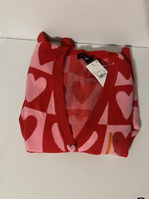 2024 Target Valentine's Women's Heart Postage Stamp Graphic Cardigan Small | eBay US