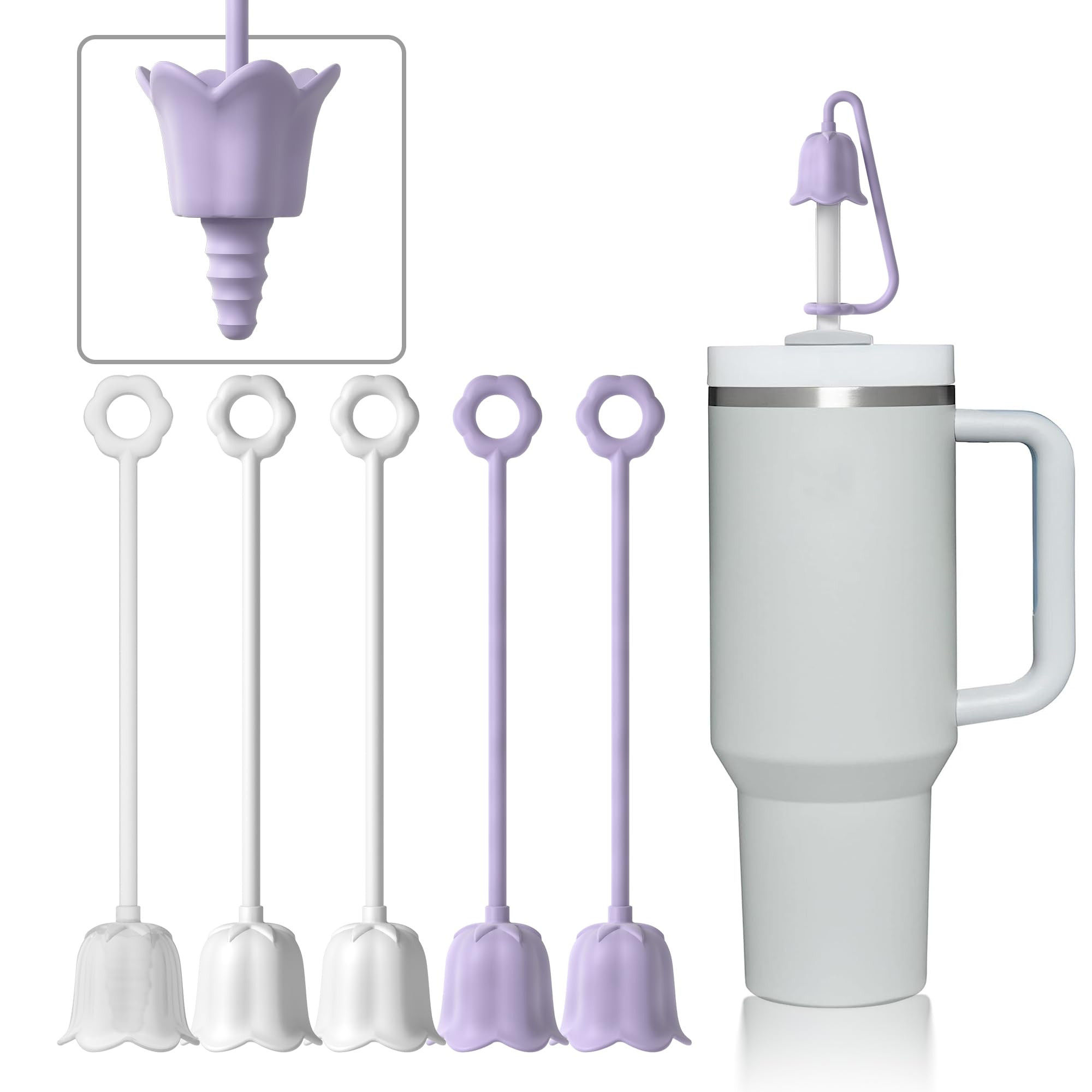 5Pcs Silicone Straw Covers for Stanley Yeti Tumbler Cup, Reusable Drinking Straw Cap Easy to Clea... | Amazon (US)