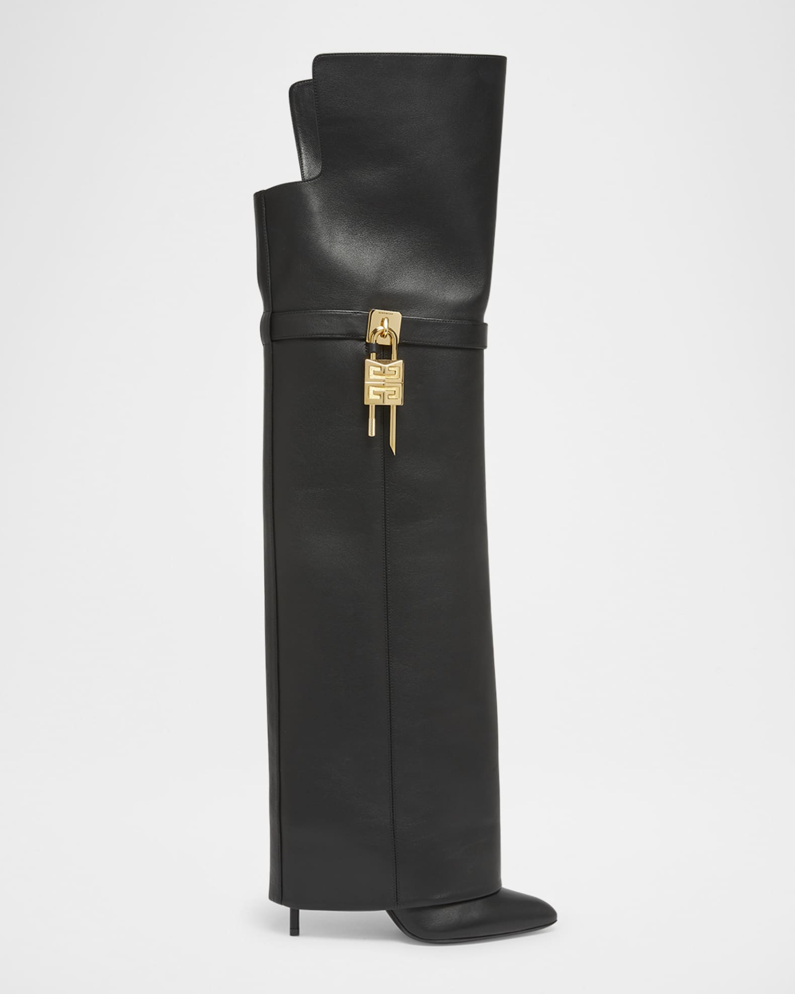 Shark Lock Leather Over-the-Knee Boots | Neiman Marcus