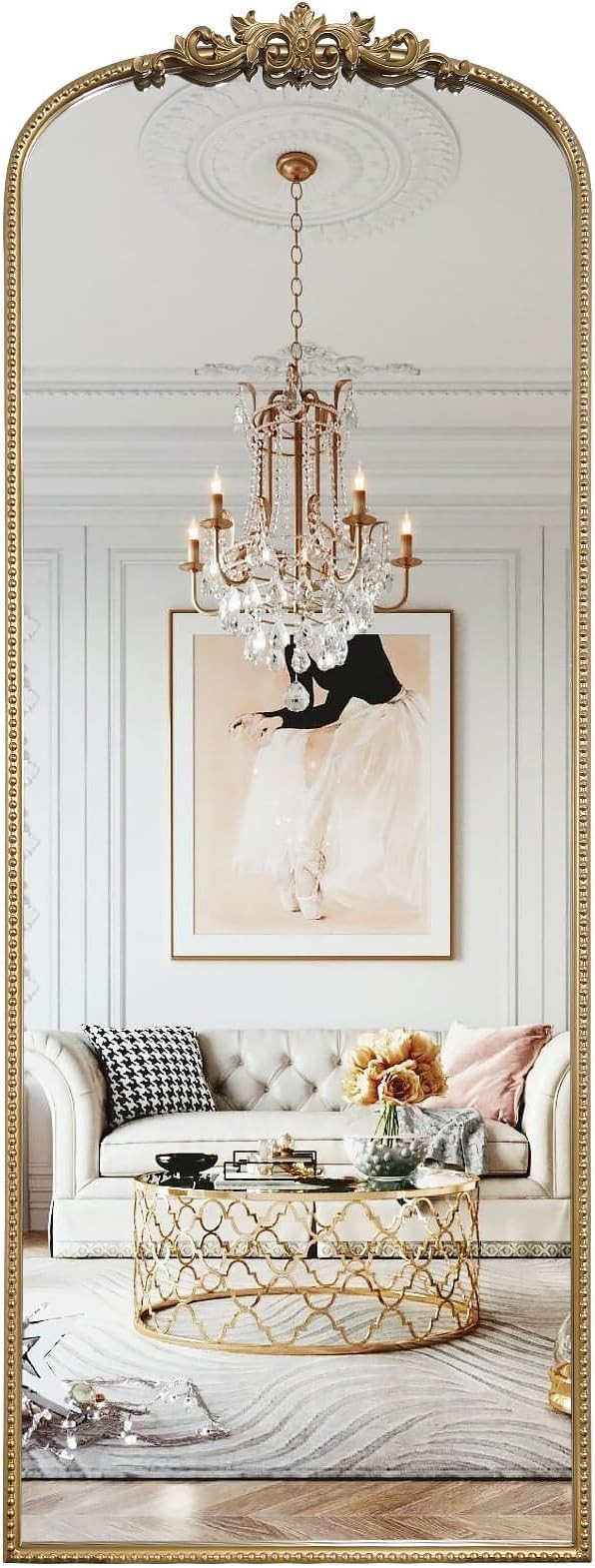 Arched Full Length Mirror Wall Mounted, 21x56 Inch Gold Antique Mirror, Vintage Metal Frame Full ... | Amazon (US)