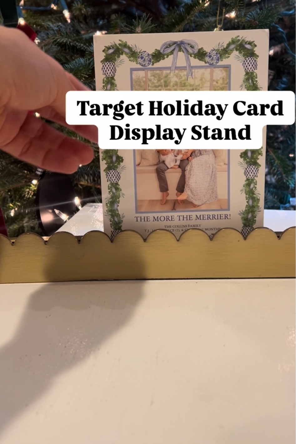 This scalloped card display stand is an easy and elegant solution for displaying your holiday cards. Perfect for small spaces and with a scalloped edge. Link in bio or comment “card” for a link to your bio. 

#classicstyle #christmas #classichome #homedecor #targetstyle #targetfinds #decoratingsmallspaces #oldhomelove #shelfstyling

#LTKfindsunder50 #LTKSeasonal #LTKhome