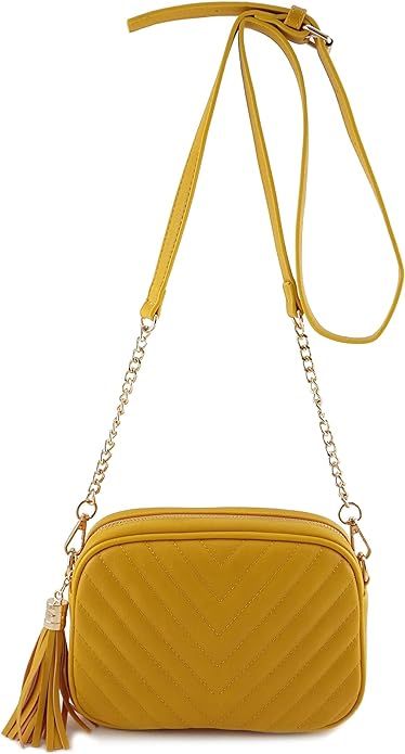 Simple Shoulder Crossbody Bag With Metal Chain Strap And Tassel Top Zipper | Amazon (US)