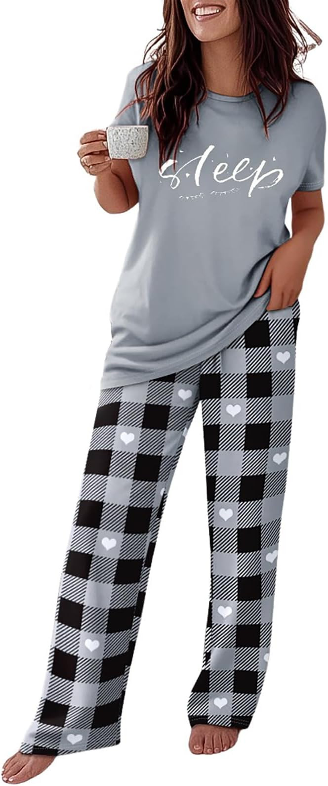 CHICME Womens Pajamas Sets 2 Piece Short Sleeve Lounge Set Printed Loose Pants Pj Sets Loungewear... | Amazon (US)