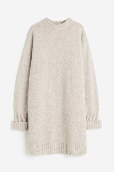 Knitted dress - Light beige marl - Ladies | H&M GB | H&M (UK, MY, IN, SG, PH, TW, HK, KR)