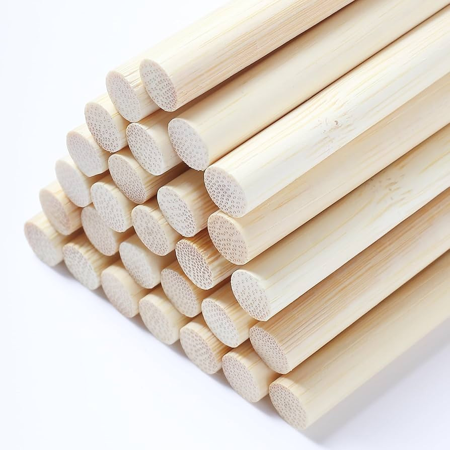 Dowel Rods, 30PCS Bamboo Sticks, Wooden Dowel Rods - Wolwefa 1/4 x 15.7 Inch Unfinished Bamboo St... | Amazon (US)