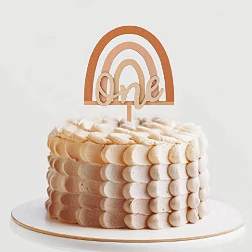 Boho Rainbow Cake Topper Wood One Birthday Topper - Boy Girl 1st Birthday Cake Topper - First Bir... | Amazon (US)