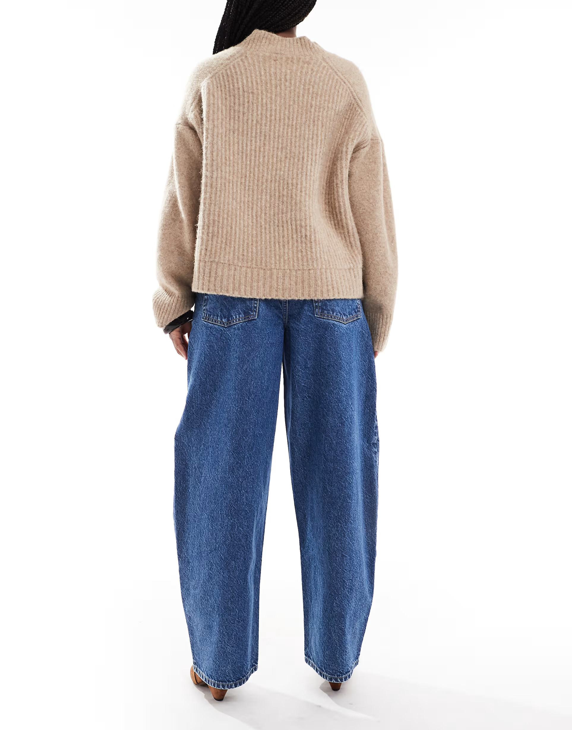 ASOS DESIGN high waist barrel jeans in mid blue | ASOS | ASOS (Global)