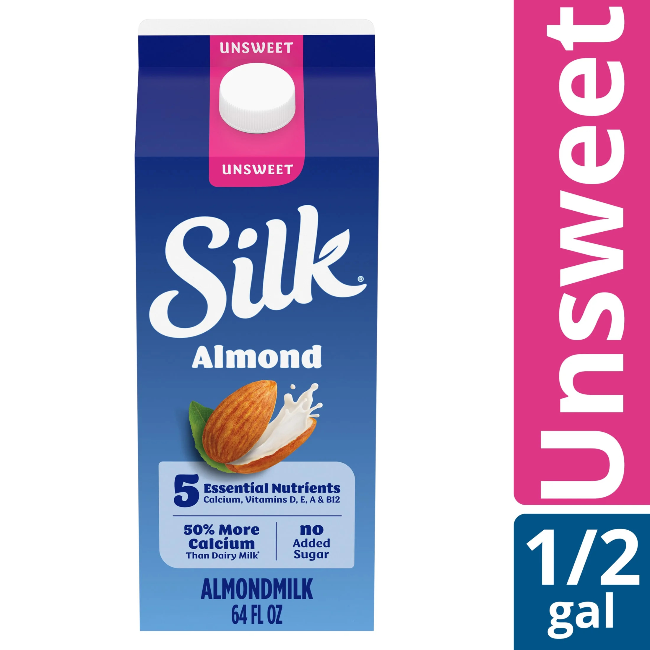 Silk Dairy Free, Gluten Free, Unsweet Almond Milk, 64 fl oz Half Gallon | Walmart (US)