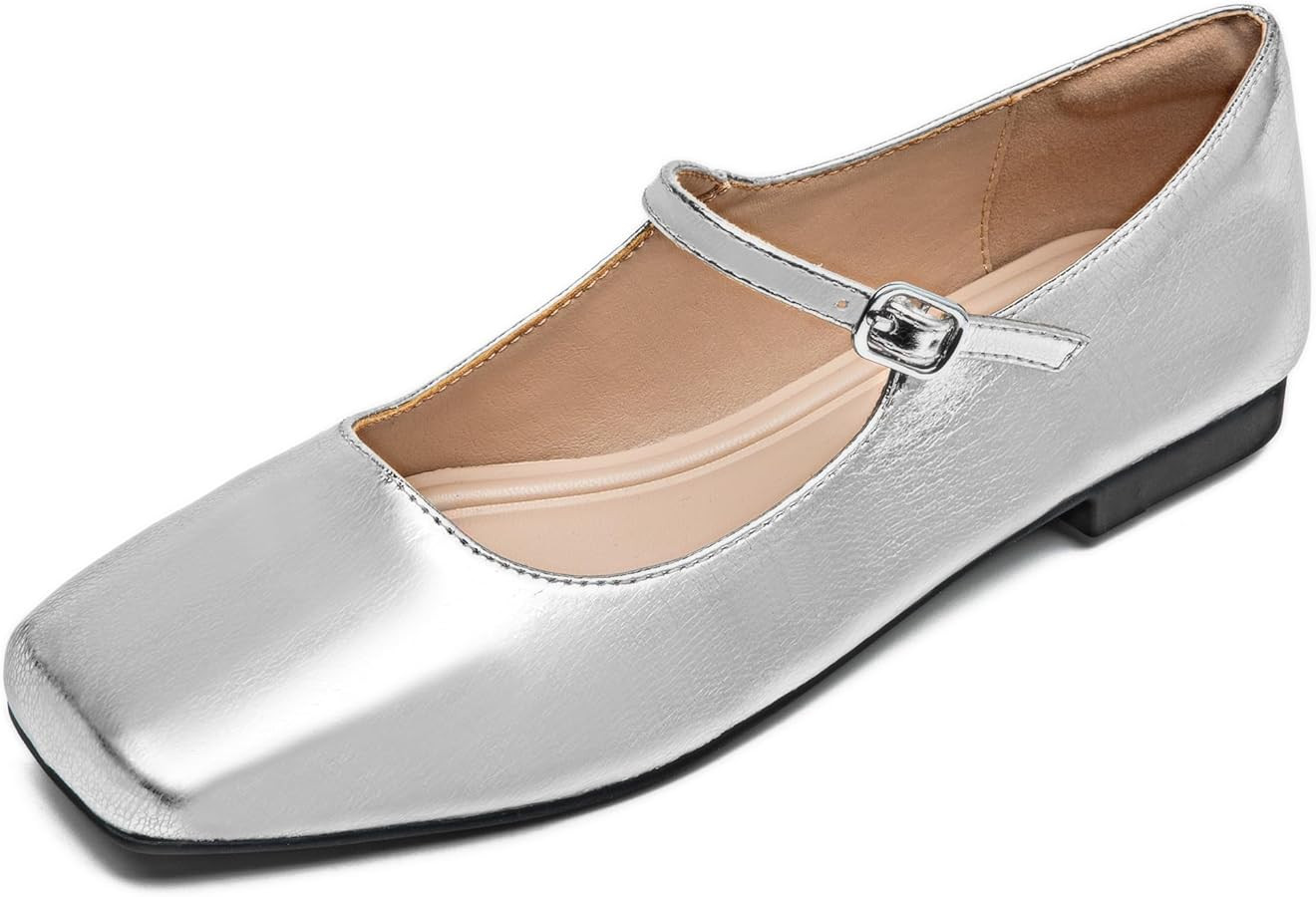 WONDERWAY Women Mary Jane Shoes,Slip On Ankle Strap Dress Flat Shoes | Amazon (US)