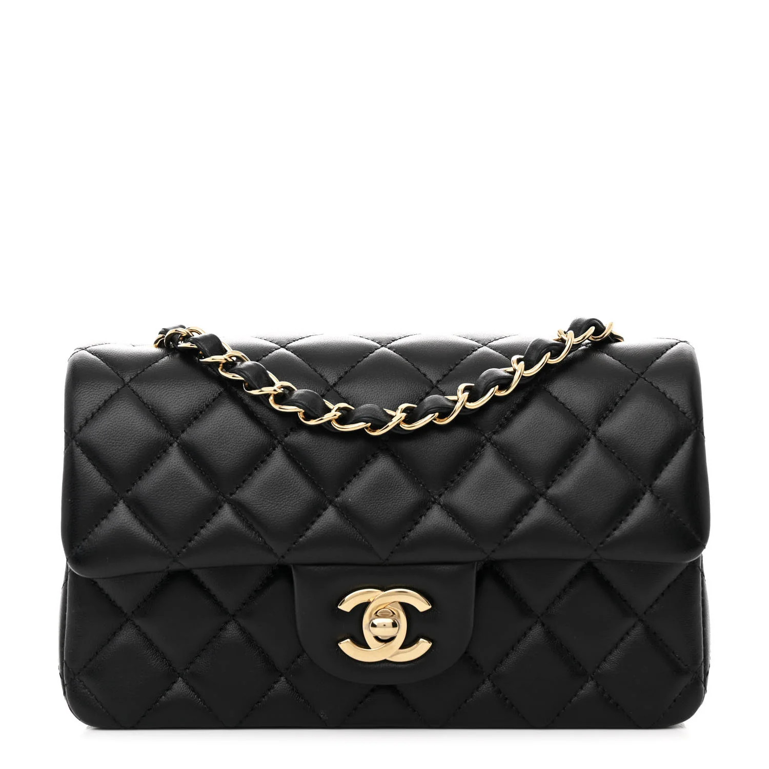 Lambskin Quilted Mini Rectangular Flap Black | FASHIONPHILE (US)