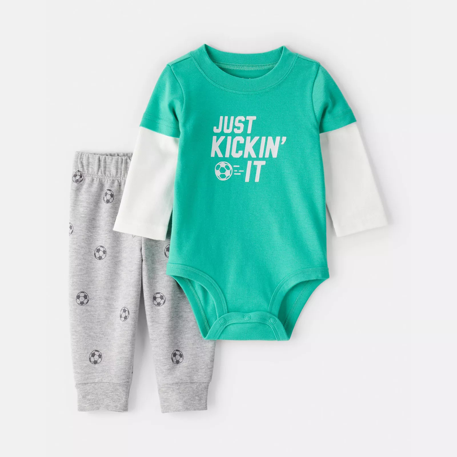 Baby Boy Carter's 2-pc. 'Just Kickin' It' Bodysuit & Pant Set, Boy's, Size: Newborn, Green Soccer | Kohl's